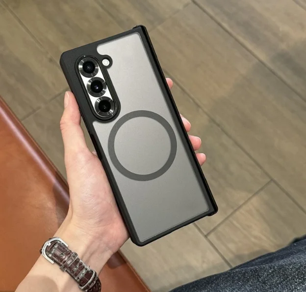 Funda Magnética Mate para Teléfono, Protectora de Bisagra, Plegable, Compatible con Función de Carga Magnética