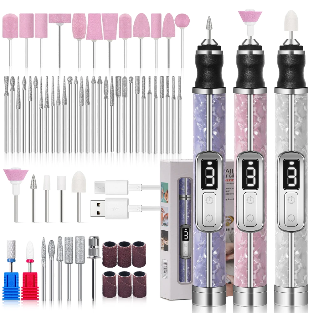 Electric Nail Drill Professional Nail Polishing Machine Multiple Gears Low Noise Nails Sander File Set For Manicure Salon Tools