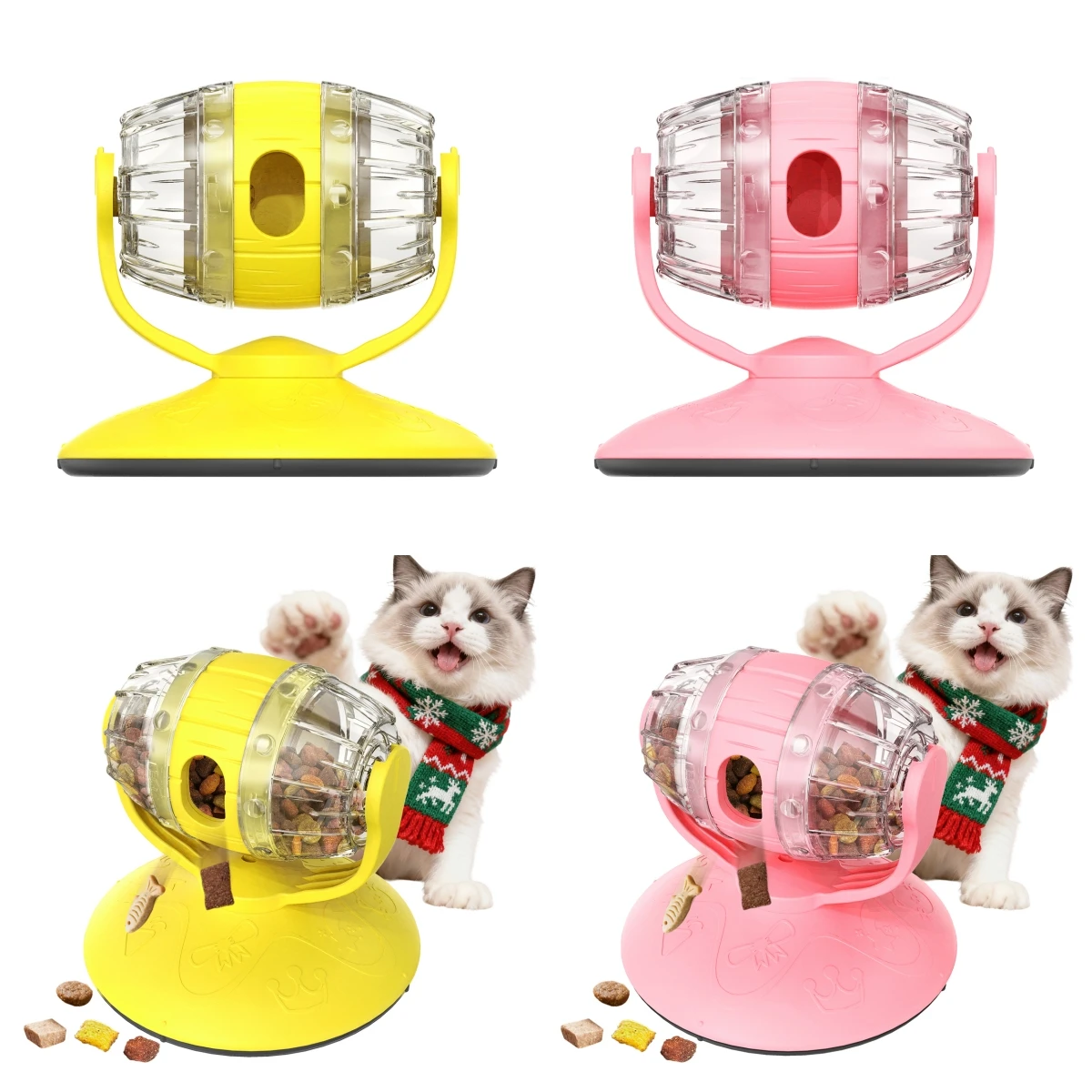 

Interactive Rotating Cat Feeder Toys Slow Feeding Puzzle Toy for Indoor Cats Small/Medium Cat Having Fun Cute Food Basin 1Pc