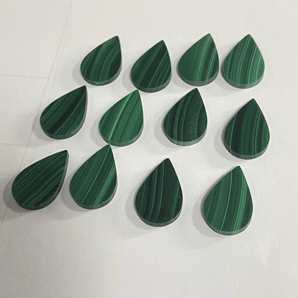 Piedras preciosas de malaquita verde Natural para pendientes, 18,5x11,5x2mm, forma de pera plana, 50 unidades, 1 bolsa