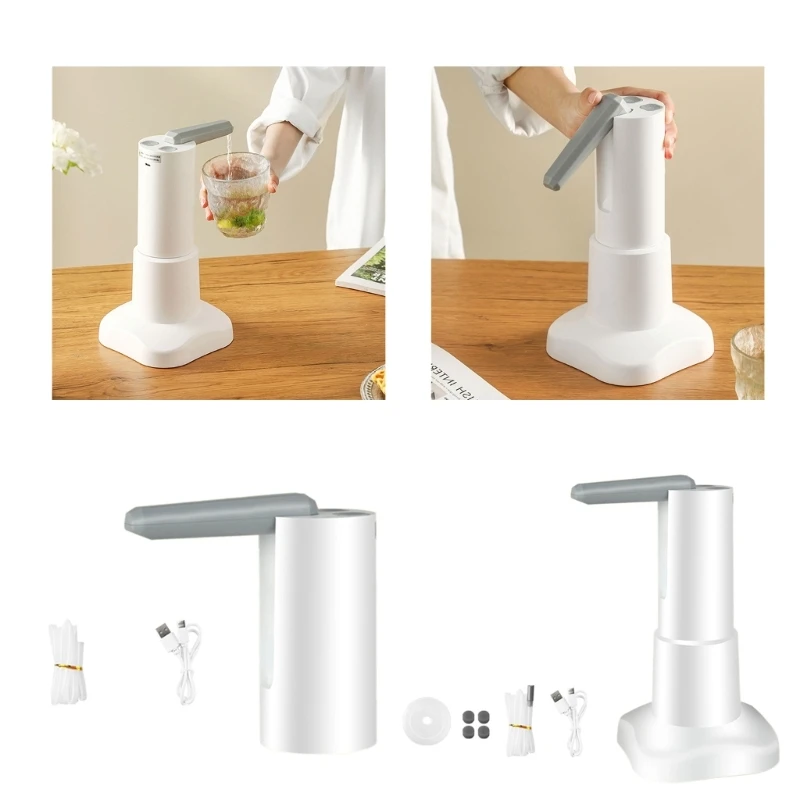 مضخة كهربائية محمولة قابلة للطي لموزع المياه ، أداة مياه الشرب ، زجاجة تحكم بأزرار ، أداة باريد USB قابلة لإعادة الشحن