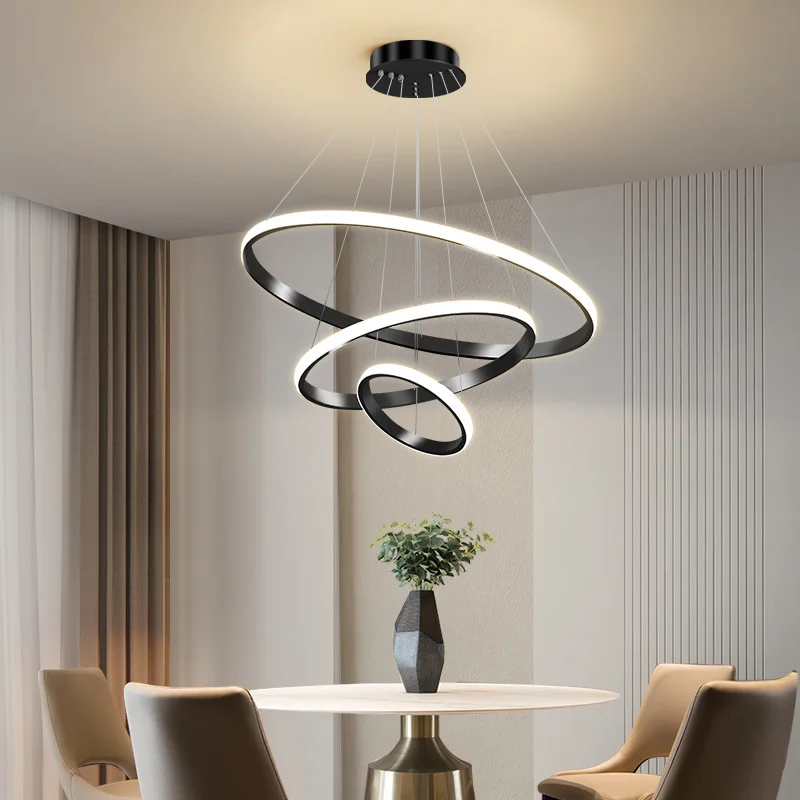 

Outer Luminous Circle Living Room Pendant Chandelier Modern 4 Lamp Colors Available Factory Direct Sales LED Lighting Fixture