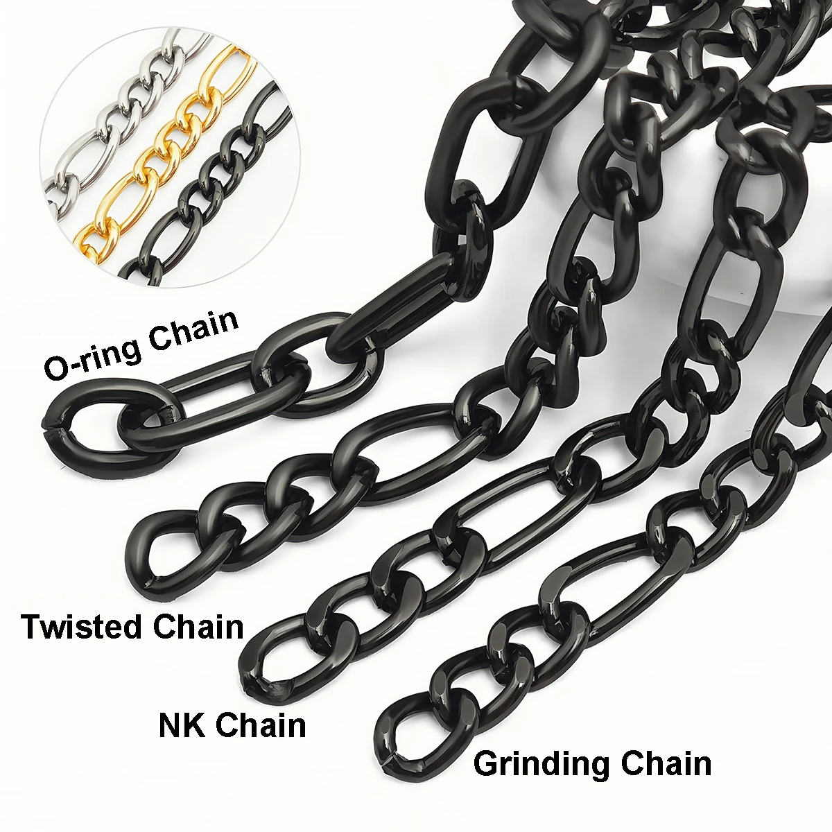 1 Meter Aluminum Twist Chain O-Shaped Extended Chains for DIY Necklace Bracelet Jewelry Making Clothes Bag Component Accessories image 2