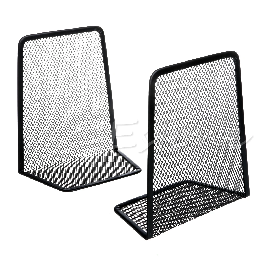 

1 Pair Tabletop Book Stopper Mesh Bookends Metal Books Magazine Holder