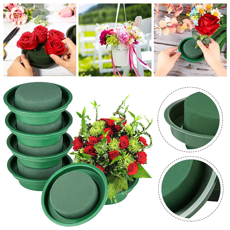 1/4/8/12PCS Bloemstukken Modder Bakstenen Blok Schuim Bloem Bloemist Baksteen Natte Bloemen Blokken Kooi Kom Houder Decoratie Groen