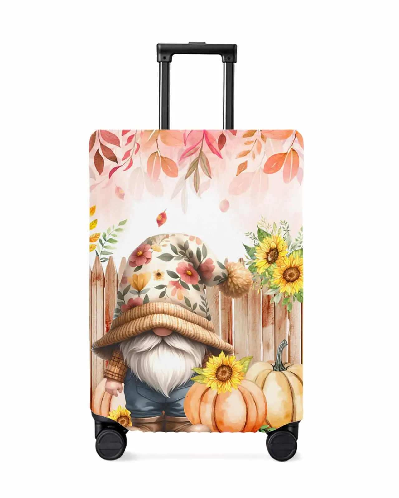 Thanksgiving Plant Fence Sunflower Pumpkin Elastic Baggage Cover For 18-32 Inch Suitcase Case Dust Cover Travel Accessories