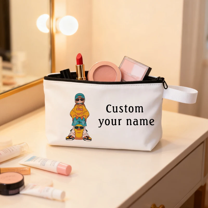 

Custom Name Small Cosmetic Pouch Personality Girl Pattern Makeup Bag Storage Organizer Pencil Cases Travel Toiletry Bag Gift