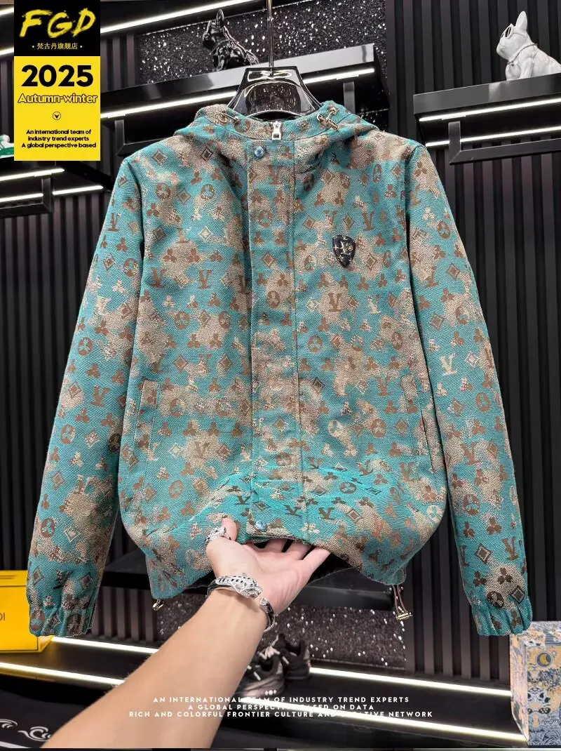 

Модная утолщенная мужская куртка с капюшоном и контрастным цветочным принтом в стиле ретро, ностальгический цветок кешью, свободная и красивая модная куртка