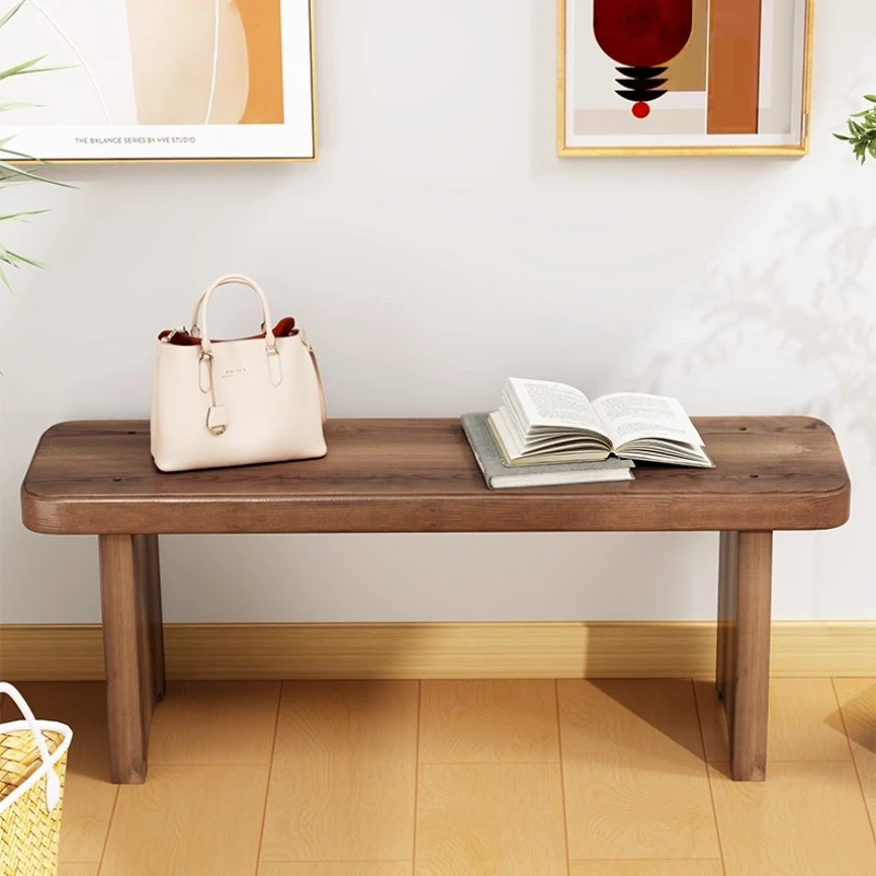 مقعد أحذية من الخشب الصلب مقعد طويل للغاية للمدخل مقاعد عثمانية منخفضة المستوى لغرفة المعيشة في الردهة مقاعد حديقة للشرفة الرجعية