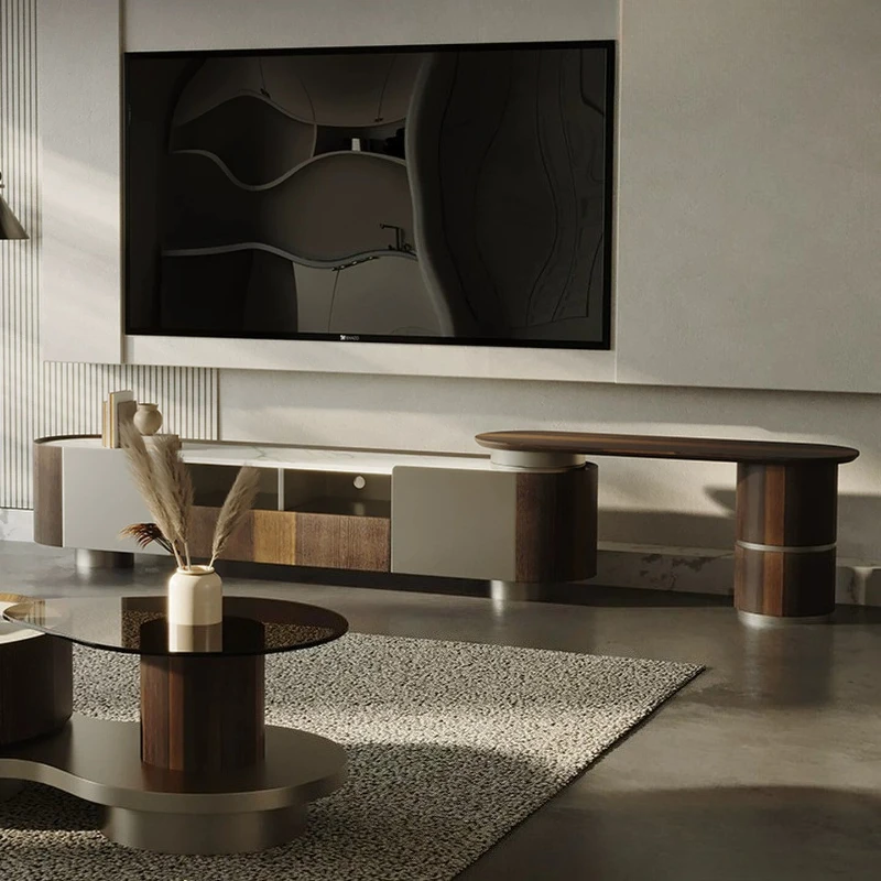 #￥Modern Coffee Table and TV Cabinet Combination for Living Room Simple Sintered Stone Tv Stand StorageCabinets Stands Furniture