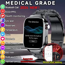 2025 New Uric Acid Blood Fat Smartwatch ECG Five internal organs Heart Rate Blood Pressure Health Monitoring Watch guhuavmi