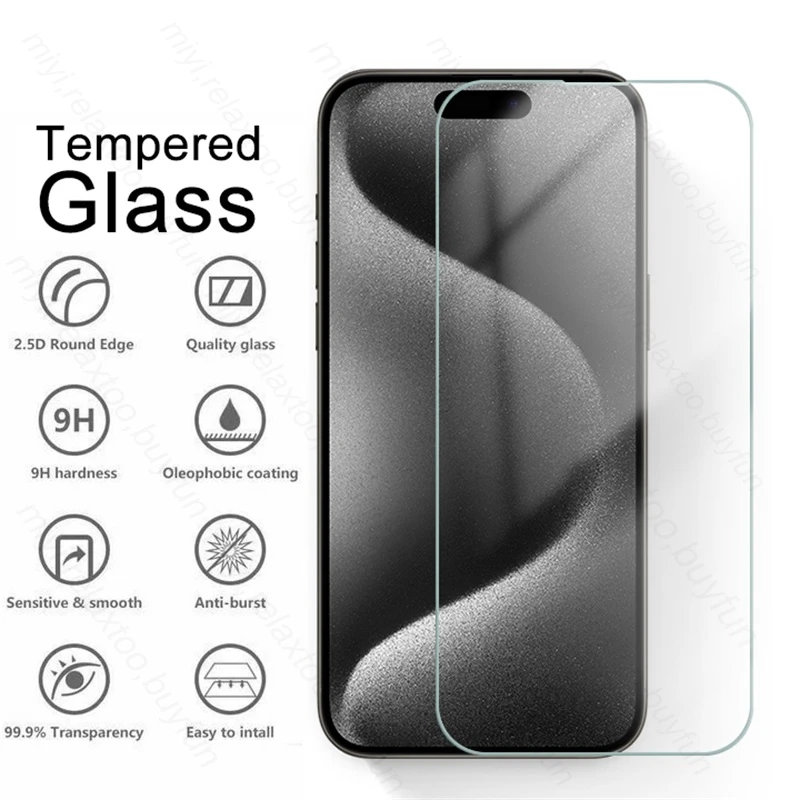 2PCS Full Cover Tempered Glass For Iphone 15 Pro Max Explosion-Proof HD Screen Protector Film On Iphone15 ProMax I Phone 15 Plus