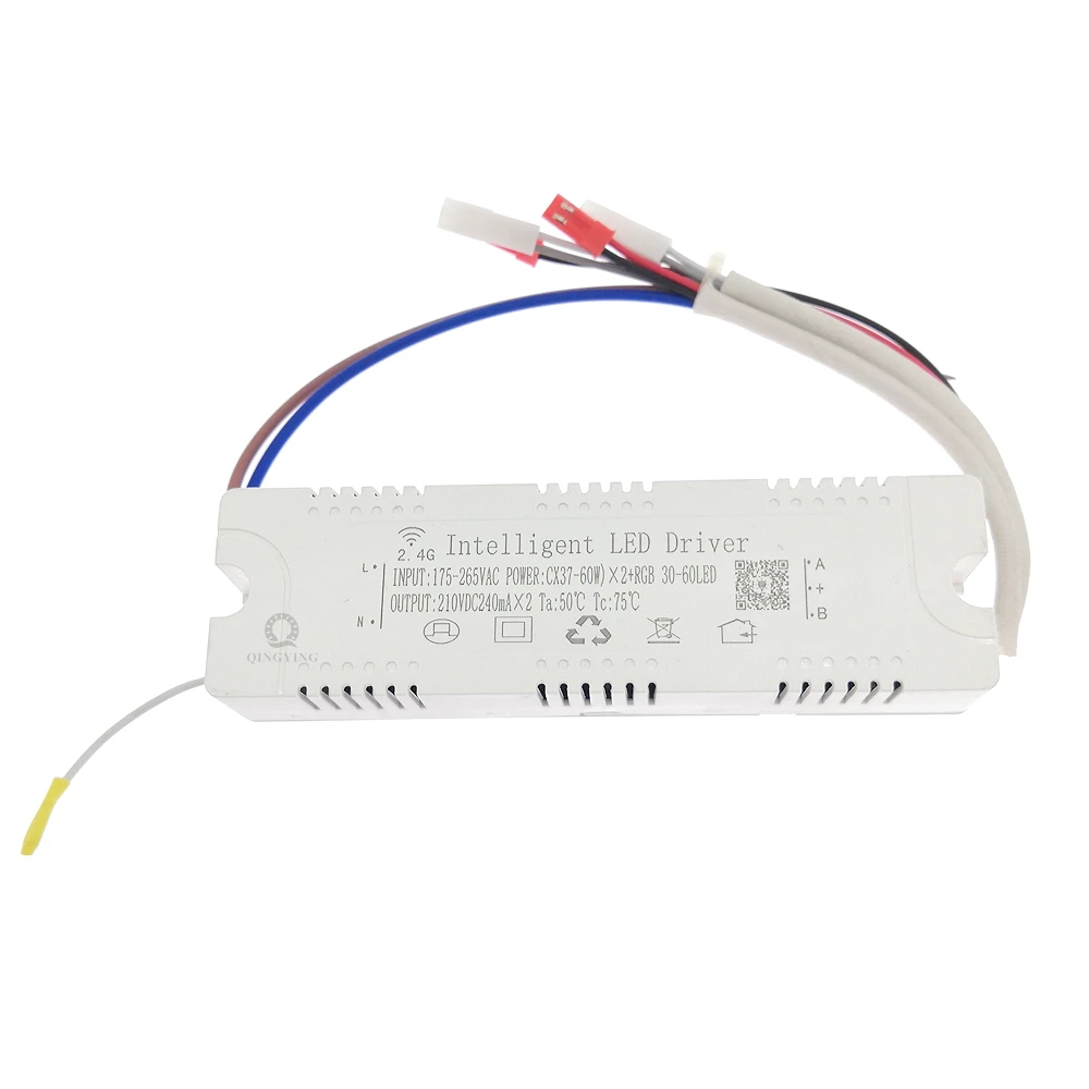 Controlador LED inteligente con atenuación, transformador de fuente de alimentación cambiable por Color, 37-60Wx2 + RGB 30-60LED 2,4G, control