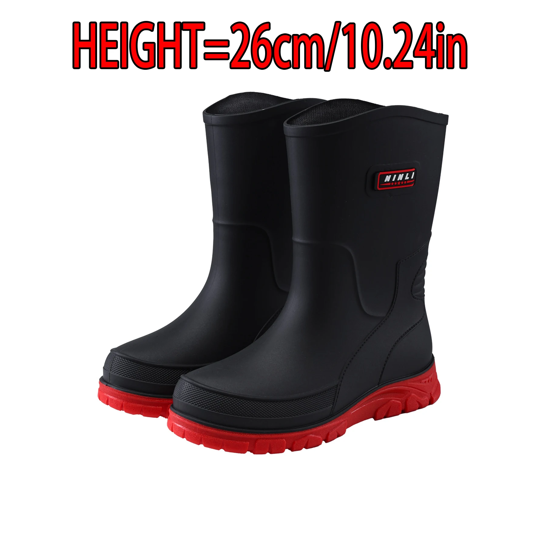 Outdoor-Arbeitsstiefel im Britischen Stil, Rutschfest, Wasserdicht, mit Kordelzug, Trommelmund-Design, Vier-Jahreszeiten-Universal-Regenstiefel für Herren – Detail 4