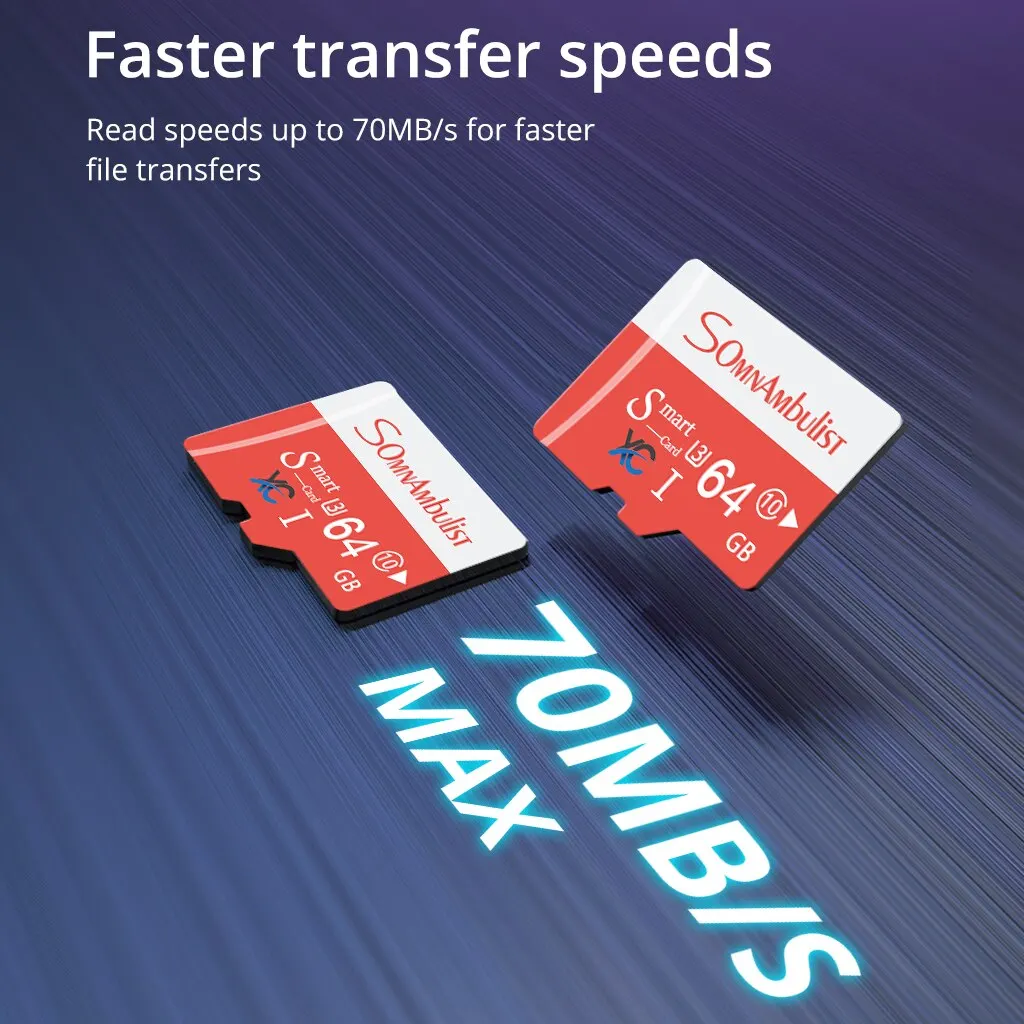 SomnAmbulist 64GB High Speed C10 U3 Memory Card V30 For Drones Cameras Surveillance Devices TF Card 64GB A1 Mini TF Card