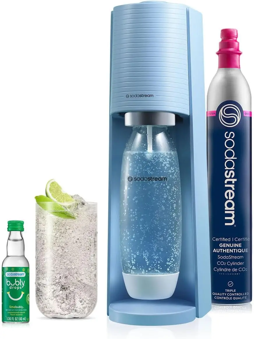 Sparkling Water Maker (Misty Blue) with Bottle and  Drop