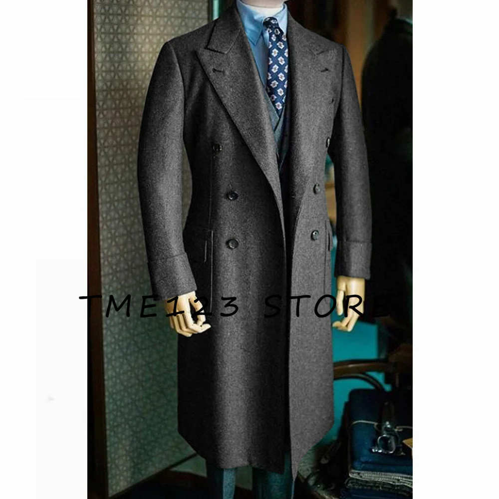 New 2024 Men\'s Woolen Long Coat Business Casual Jacket Clothes Man Jackets Men\'s Coats Winter Mens Clothing Male Autumn Elegant