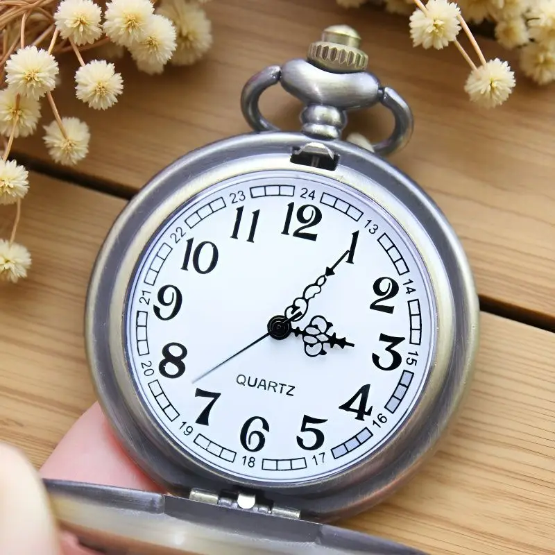 الصين الهدايا التذكارية الجد العتيقة Steampunk خمر غطاء الوجه الكبير ساعات الجيب الكوارتز قلادة قلادة على مدار الساعة للرجل المرأة