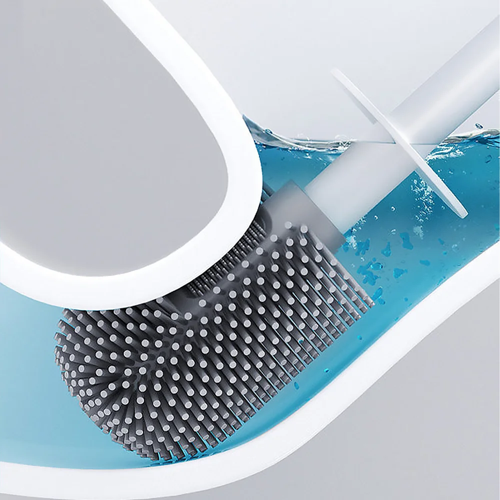 Long-handled plastic silicone toilet brush and plunger set toilet brush gray luxury cheap wall-mounted toilet brush