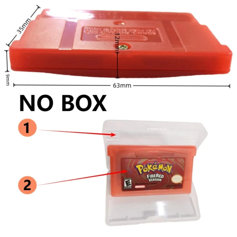 Englische Pokémon 32-Bit-Video-GBA-Spielkarten-Bundle USA-Version Ruby Sapphire Emerald FireRed LeafGreen Gameboy Advance Cartridge – Detail 2