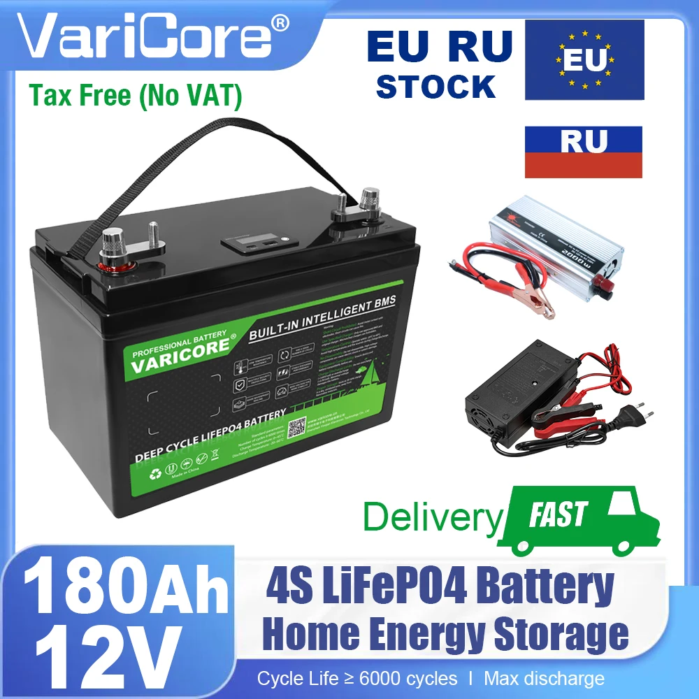 VariCore 12V 180Ah 160Ah 120Ah LiFePO4-Batterie im Freien Tourenwagen Multifunktionaler USB 3.0 Typ-C-Ausgang 2000W Wechselrichter-Ladegerät
