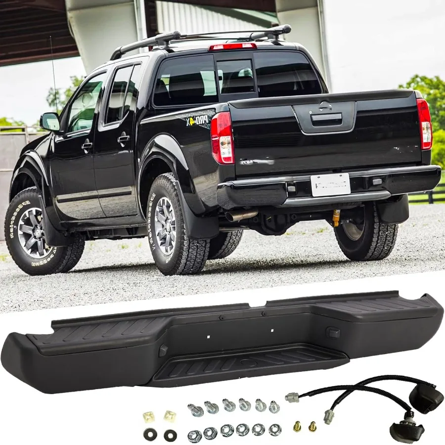 مجموعة المصد الخلفي من الفولاذ لـ 20052021 Nissan Frontier بدون ثقوب مستشعر مساعدة الحديقة استبدال المصد الخلفي الأسود لـ