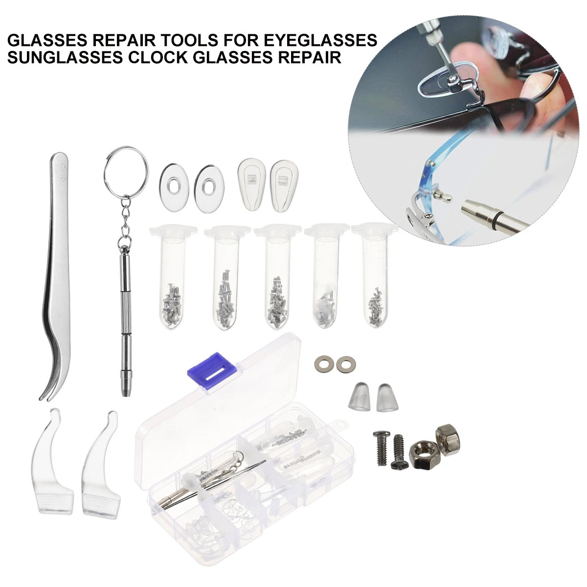 

Glasses Repair Tool Set Sunglasses Kit Stainless Steel Screws Eyeglass Tools Watch Camera Toy Fan Computer