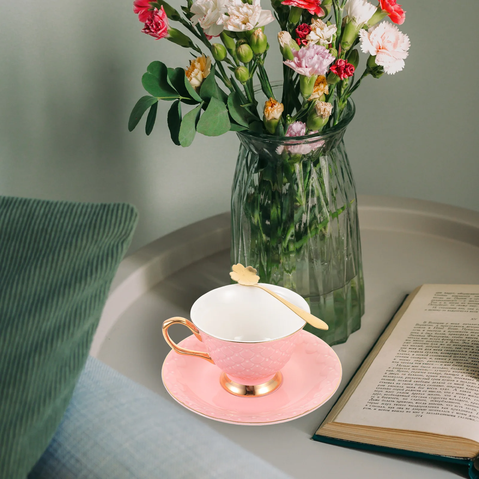 

1Set Ceramic Coffee Cup Saucer Set European Style Handheld Milk Drinking Cup Multi-Functional Home Office Cafe Use