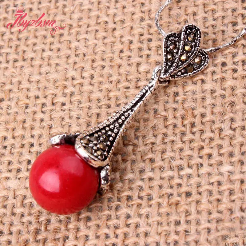 12mm Round Agates Jades Sandstone Cat Eye Marcasite Tibetan Silvers Pendant Women Fashion Necklace Pendant Charms 1 Pcs,12x40mm