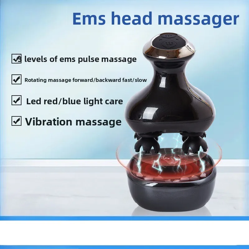 

EMS Micro-current Head Massager Forward and Reverse Massage Red Light Kneading Vibration Intelligent Scalp Massager Waterproof