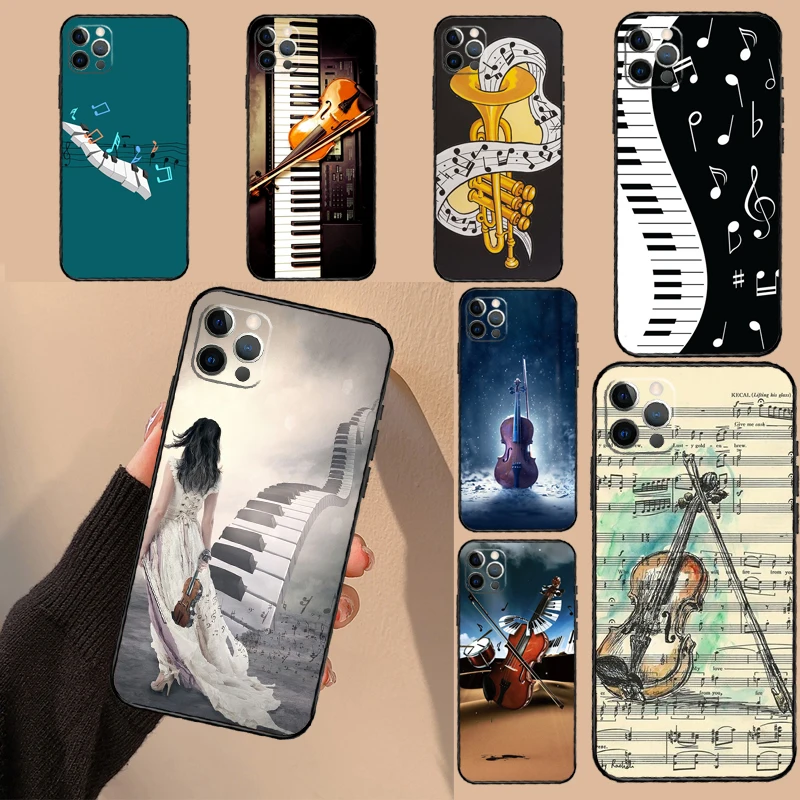 Custodia per violino pianoforte per iPhone 17 Air 16 15 13 11 12 14 Pro Max mini 15 16 Plus 16e Custodia protettiva