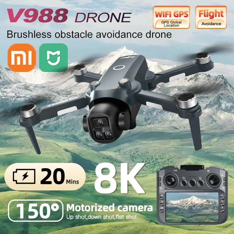 Xiaomi Mijia V988 Camera Drone 8K Professional Dron 4K With Screen Under 249g Remote Control  Brushless RC Quadcopter Toys New