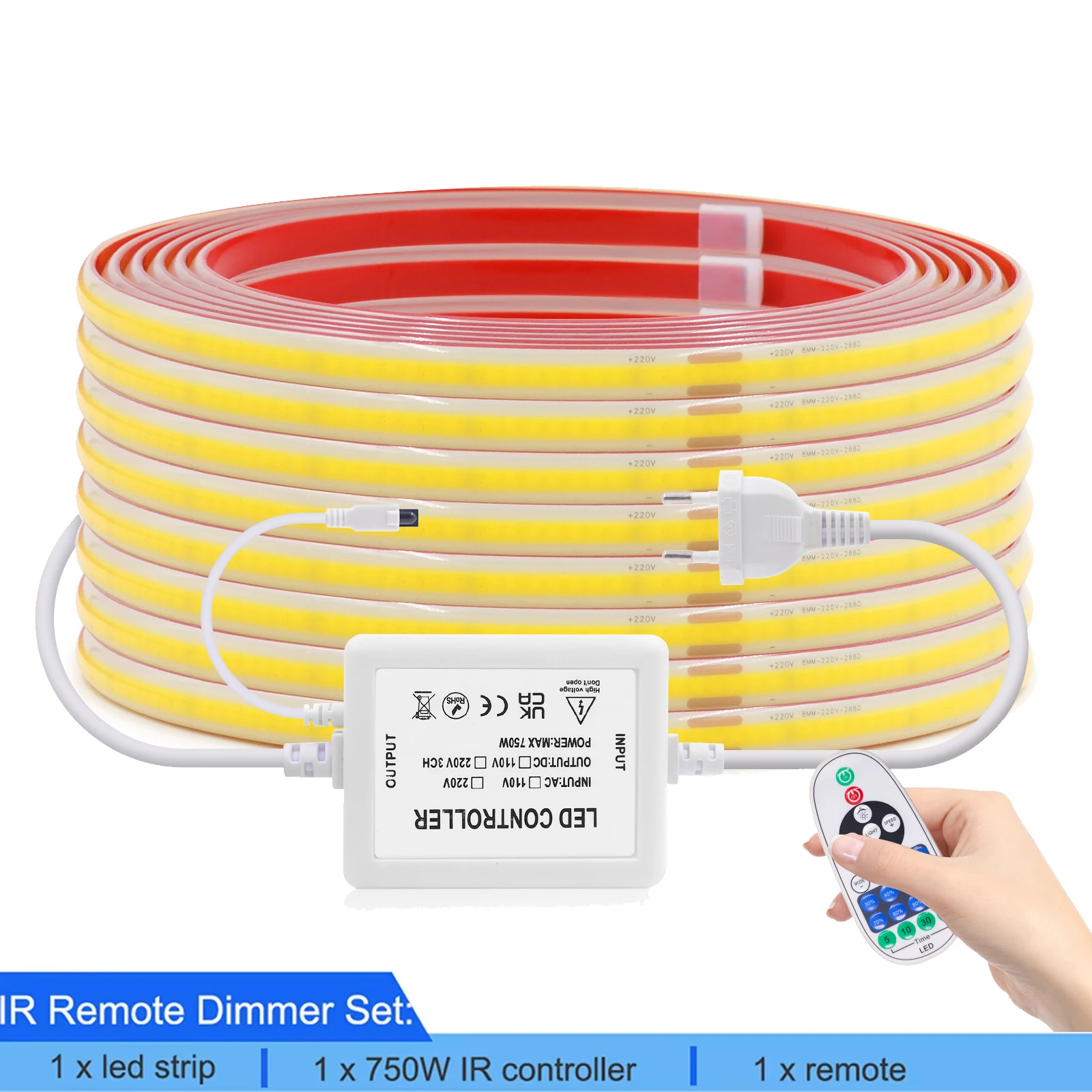 Tuya WiFi Bluetooth 220V Dimbare COB LED Strip Licht Flexibele Tape Lint 288LEDs Dichtheid Lineaire IP67 Waterdicht lichtslang