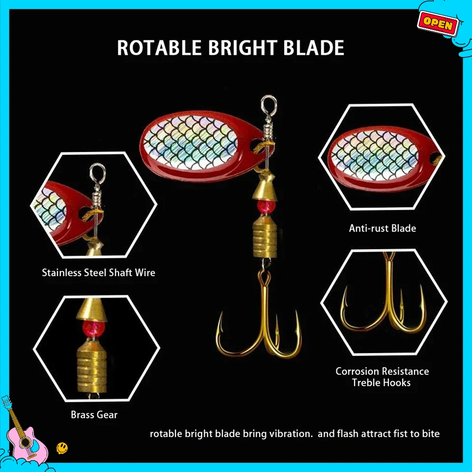 ملعقة معدنية سبينر إغراء 2 إلى 8 جرام 3.5 جرام 10 قطعة/الوحدة ملعقة كرانكبيتس الصيد المتذبذب ل بايك الكروشيه مجموعة أدوات الطعم #6