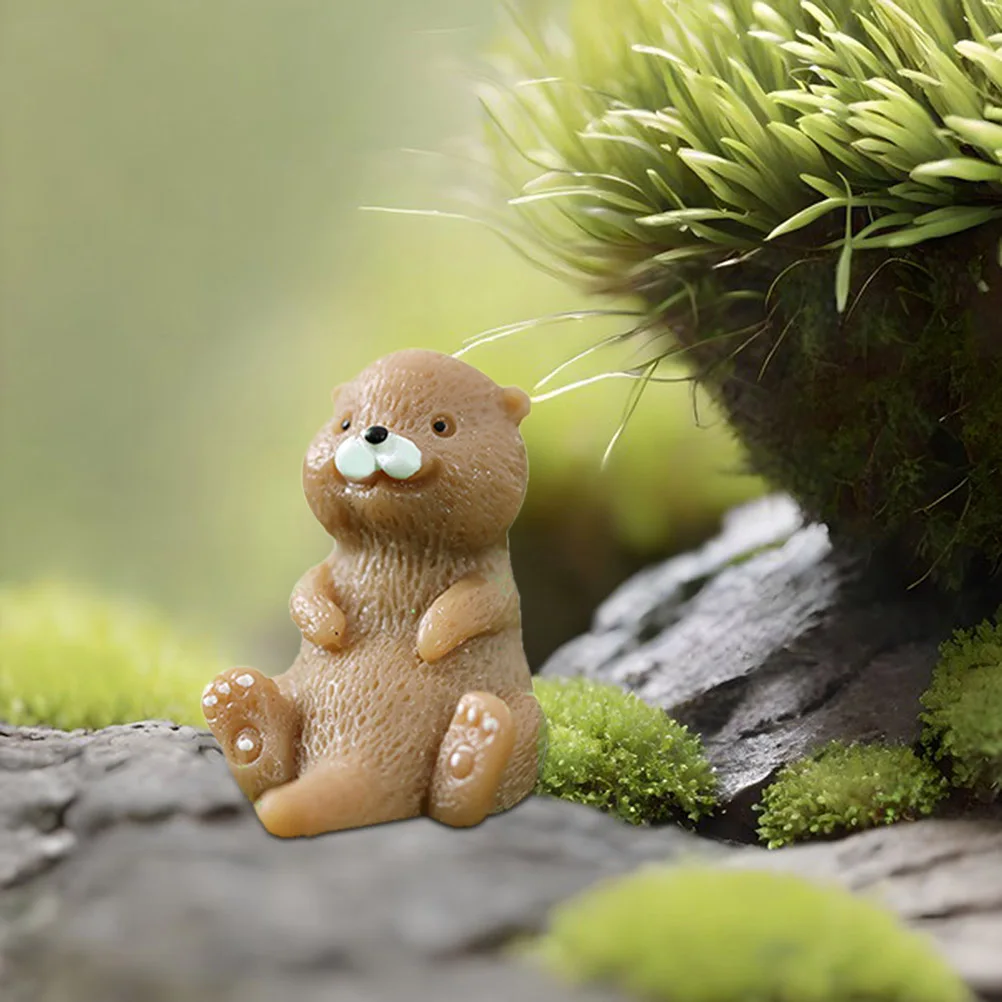 

4 Pcs Miniature Otter Figurines Resin Small Decorations for Car Yard Garden Micro Landscape Bonsai Home Accessories