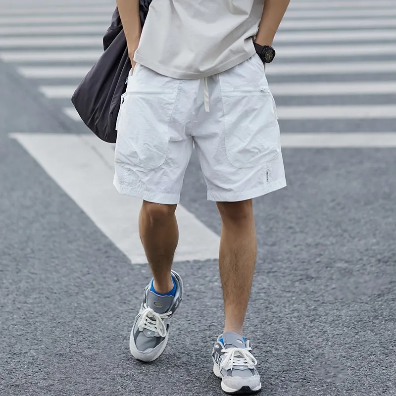 

Men's Summer Qui Dry ket Zipper Workwear orts Loose Five-Quarter Thin Casual Pants Breathable Comfortable Cotton Polye...