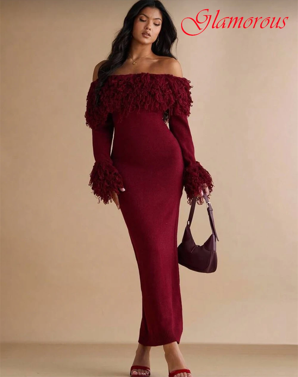 Aangepaste temperament boothals zeemeermin avondjurk elegante jersey galajurken sexy lange mouwen jurken voor speciale gelegenheden