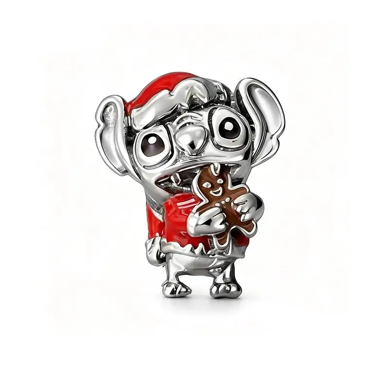 Potdemiel Disney 925 Silber Stitch Charms Anhänger Perlen Passend für 3mm Original Halskette Armband DIY Damen Geburtstagsfeier Edles Geschenk
