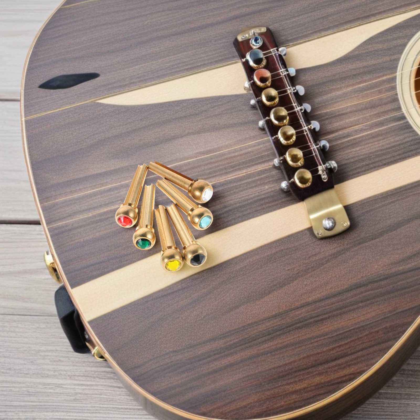 

6Pcs Acoustic Guitar Bridge Pin Set Stylish Design Vibrant Colors Luxurious Finish Easy Installation Universal Compatibility