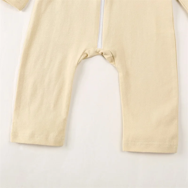 

Adorable Infant Hooded Romper with Zipper Closure and Long Sleeves Stylish Contrast Colors Jumpsuit for Baby Boy or Girl Cozy