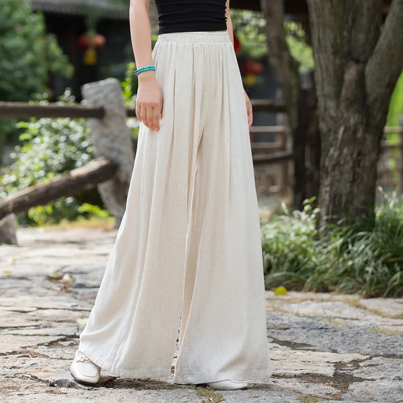 Autumn Winter Linen Women's Culottes, Flowy Wide-Leg Trousers Elongate Legs & Effortless Chic.
