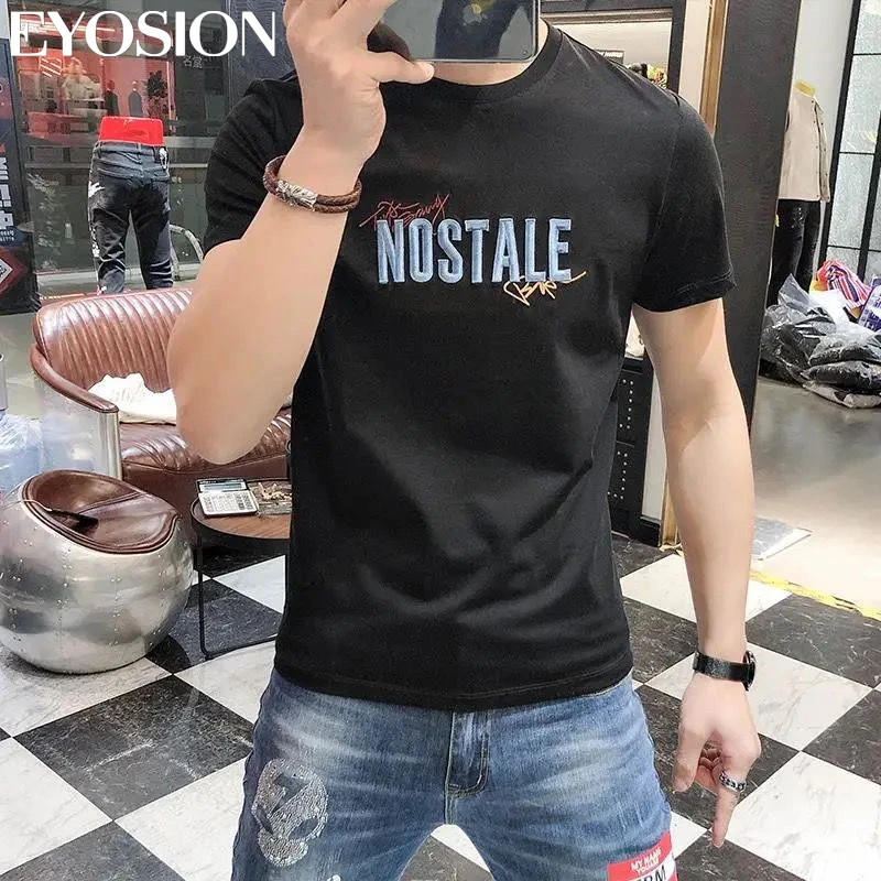 2023 Summer Mens T-shirt Letter Embroidery Tee O-Neck Short Sleeve High Quality Casual Male T Shirt Top Camisetas Clothing 5XL