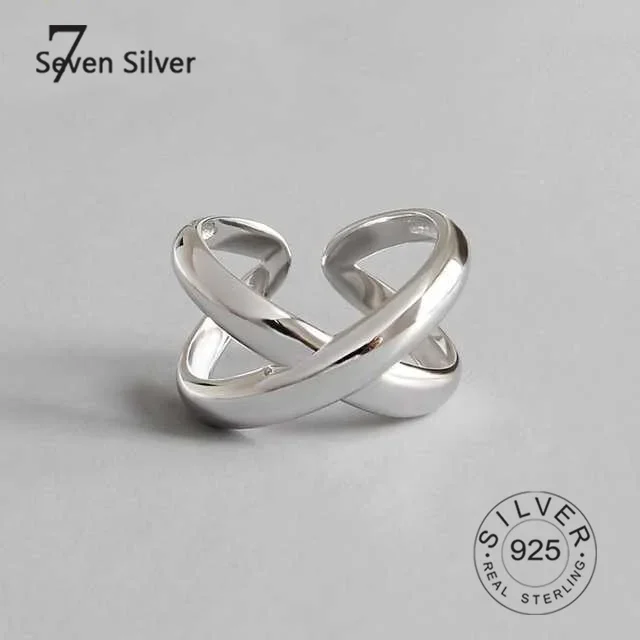 Silver Rings for Women Couples Creative Jewelry Vintage Handmade Cross Winding Ring Party Accessories Gift