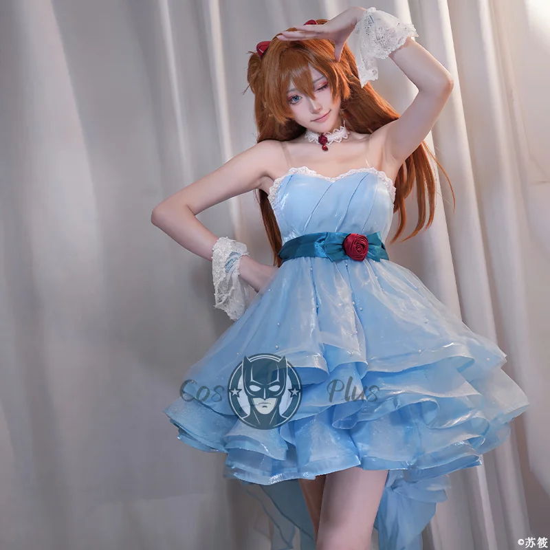 أزياء Asuka Langley Soryu EVA التأثيرية، فستان أزرق جميل، ملابس نسائية لحفلات الهالوين وأعياد الميلاد والكرنفال