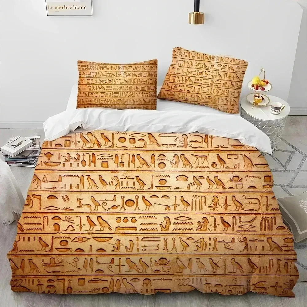 Egyptian Mythology Pharaoh Hieroglyphics Bedding Set Bedroom Soft Modern Bedspreads Comefortable Duvet Cover Quilt Pillowcase
