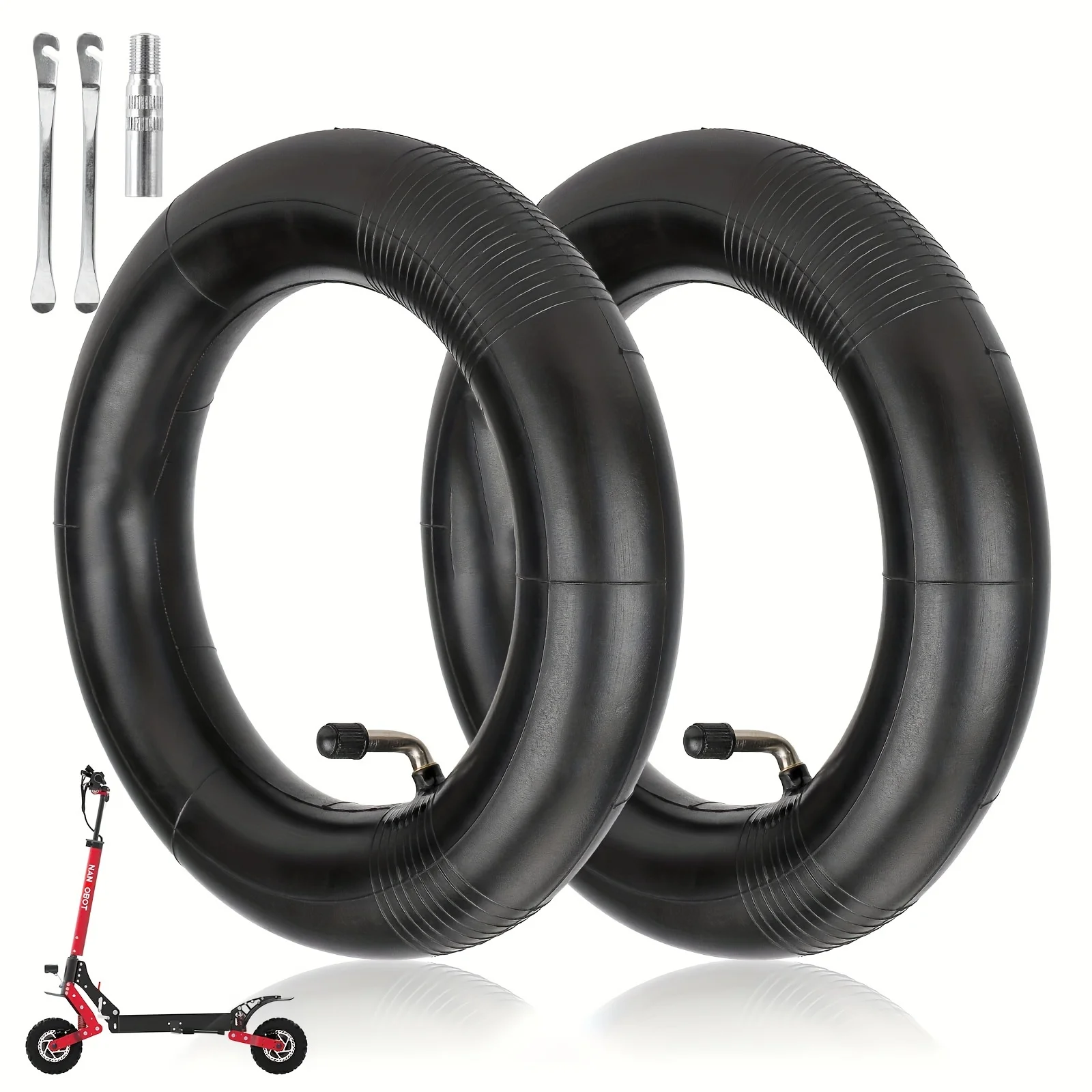 

(5-Piece Set) 10x2.5 Electric Scooter Inner Tube Installation Tool, 10 Inch Front and Rear Tires for Nanrobot Kugoo M4, etc.