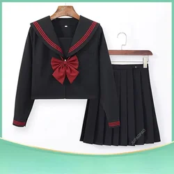 Nero ortodosso stile College giapponese coreano studente uniforme scolastica JK uniforme ragazza Anime Cosplay marinaio vestito classe Top gonne-A