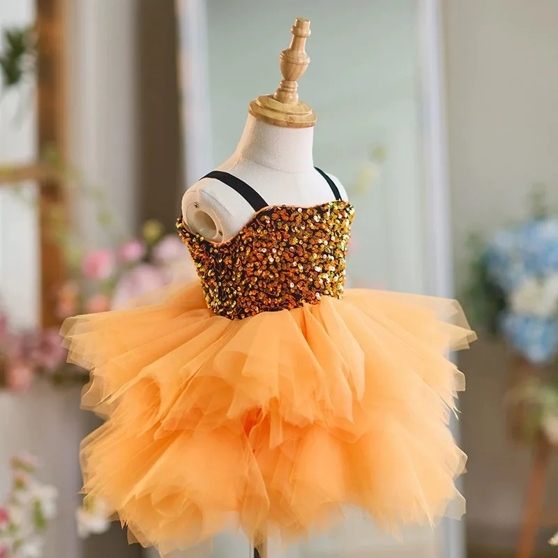 Fairy-like Children's Dress Princess Dress2025New Sleeveless Dress Elegant Model Show Girl Dress
