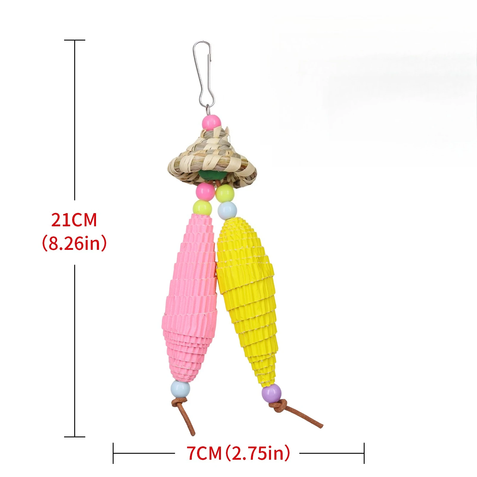 Vogel Spielzeug Strohhut Rattan Ball Bunte Papier Obst Nagen Kauen Linderung Langeweile Vogelkäfig Dekoration Kleine Papagei Spielzeug – Detail 8