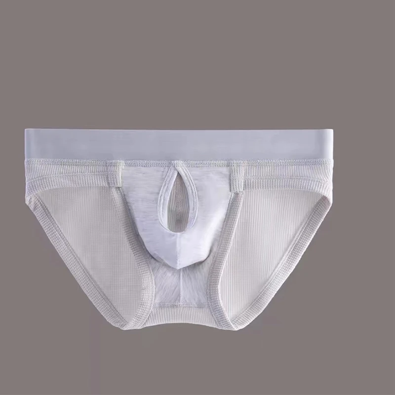 6PCS/Lot Sexy Underwear Men's Waffle Pattern Briefs Male Large Size Breathable Underpants Youth Separation Penis Pouch Panties